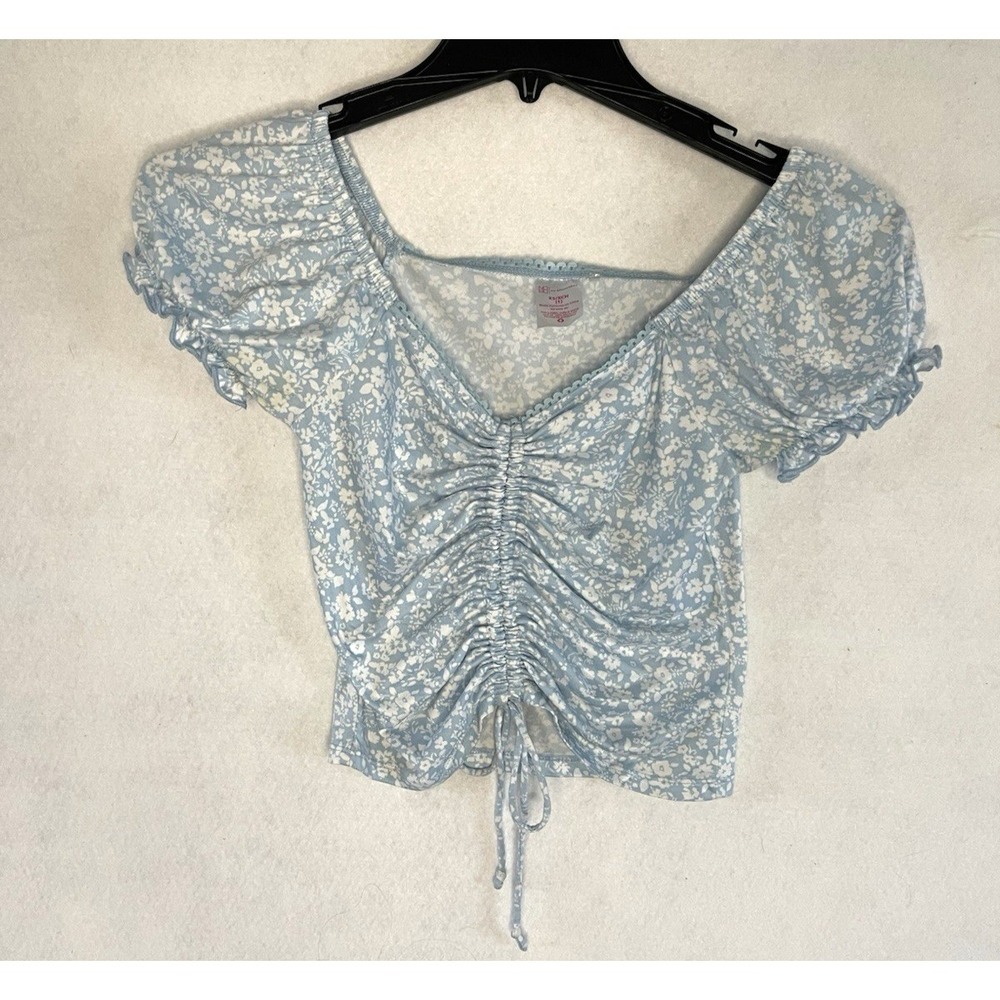Off the shoulder peasant top cropped XS‎ sweetheart neckline floral cottage core